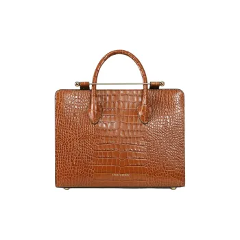Strathberry Calfskin Tote Bag Shopping Bag Shoulder Bag Crossbody Bag Handbag Medium Size Women's Brown