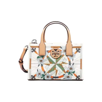 TORY BURCH Ella Nylon Tote Bag, Shopping Bag, Shoulder Bag, Crossbody Bag, Handbag Mini Women's White