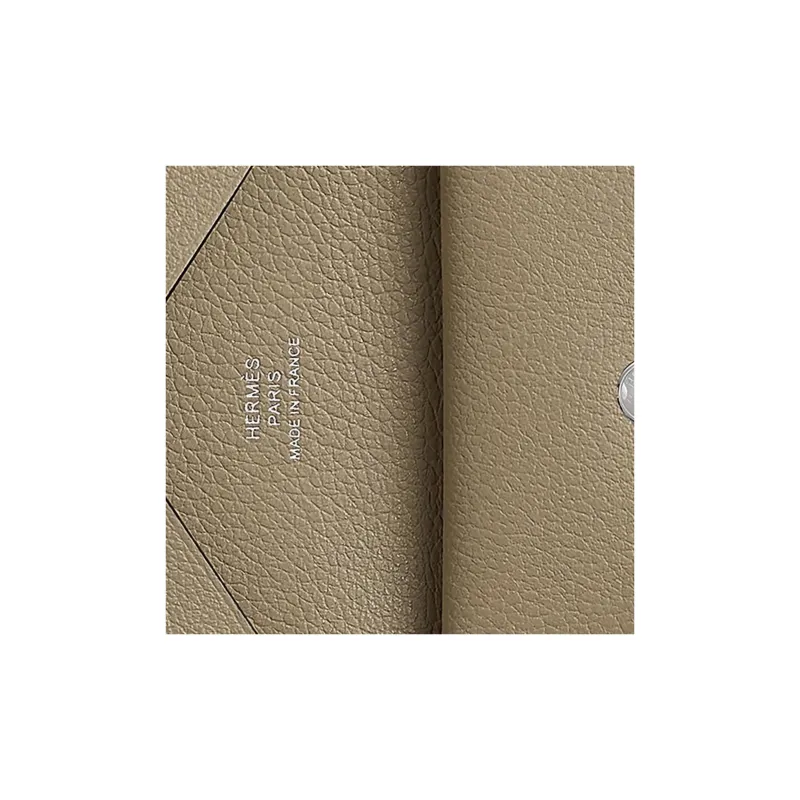 HERMES CalviCalvi Duo Evercolor Leather Wallet, Card Holder Women's Marfa Beige-2
