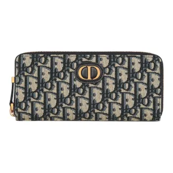 DIOR Oblique Print Wallet Women's Blue