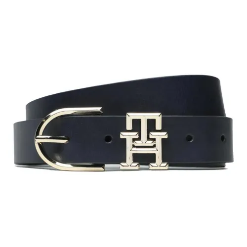 Tommy Hilfiger Logo Identification Leather Leather Belts Women's Black Width: 2.5cm