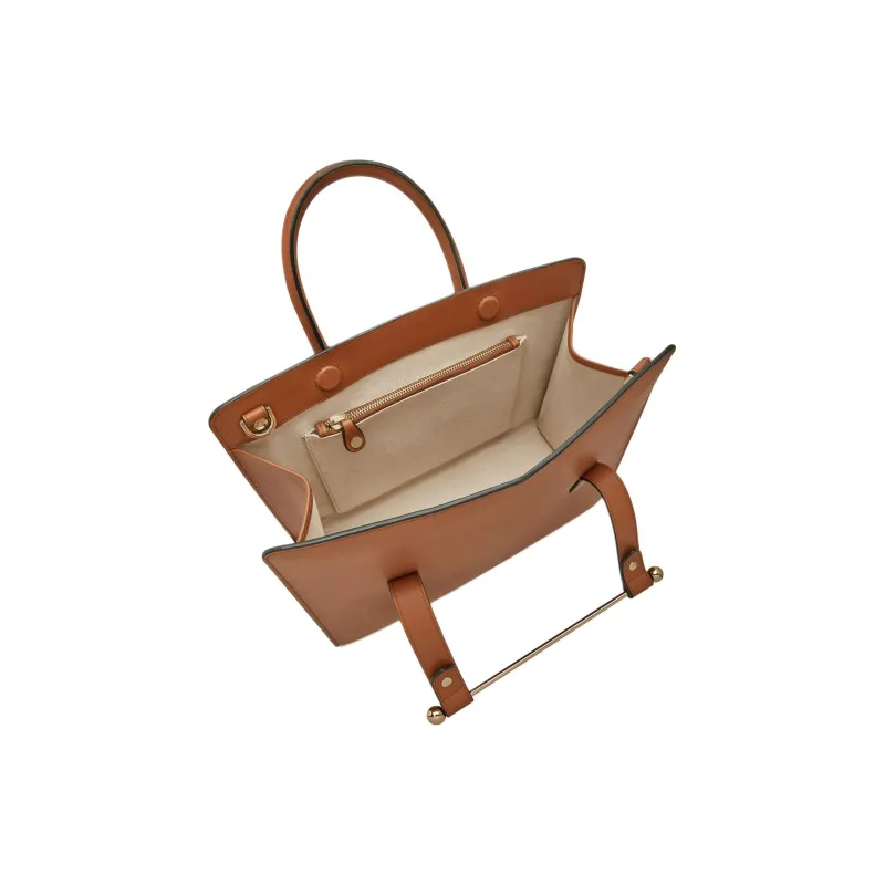 Strathberry Calfskin Tote Bag Shopping Bag Shoulder Bag Crossbody Bag Handbag Medium Size Women's Chestnut Brown-3