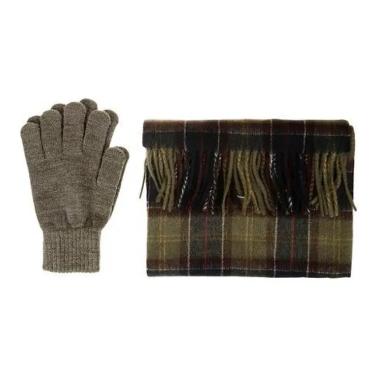 BARBOUR Tartan Scarf And Gloves Set-0