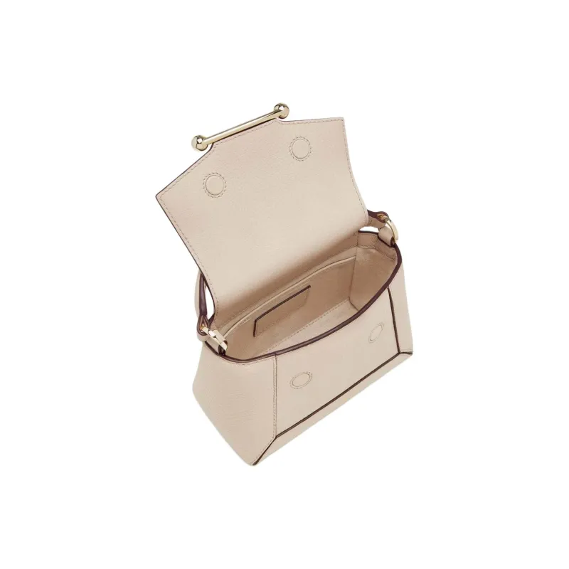 Strathberry Grained Calfskin Shoulder Bag Crossbody Bag Handbag Nano Women's Oatmeal Beige-3