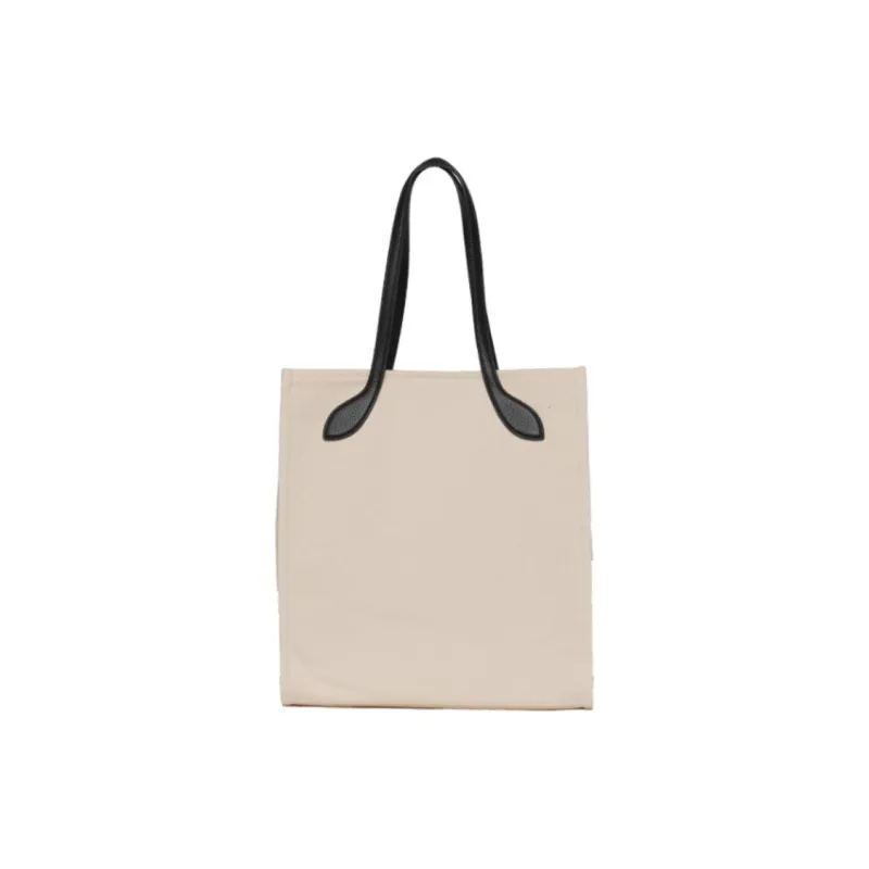 BALLY Fabric Cow Leather Patchwork Tote Tot Bag Shopping Bag One Shoulder Handbag Large Size Women's Natural-4