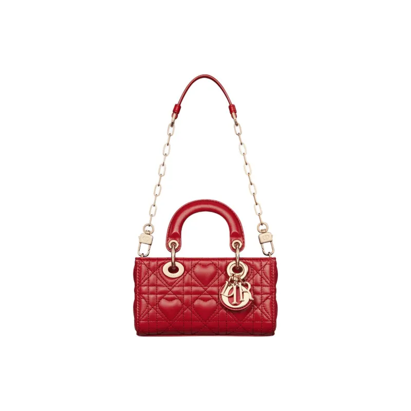 DIOR Lady D-JOY Lambskin Shoulder Bag Crossbody Bag Handbag Extra Mini Women's Red-1