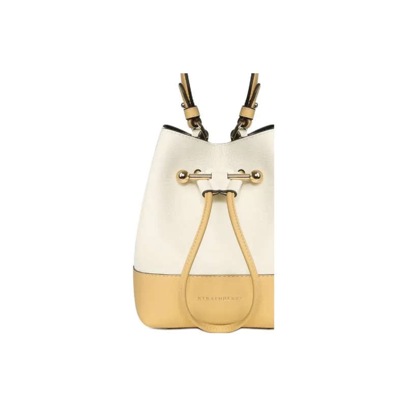 Strathberry Grained Calfskin Bucket Bags One Shoulder Handbag Crossbody Bag Women's Yellow With Vanilla Accents-4