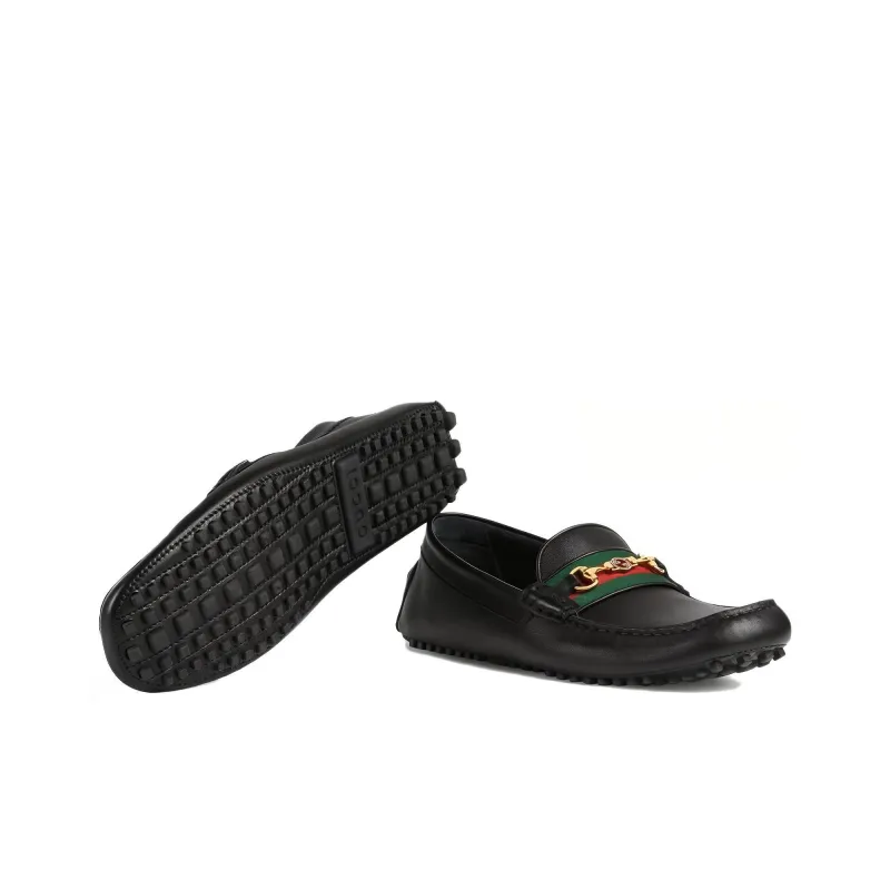 GUCCI Driver 'Horsebit Black Green Red'-5