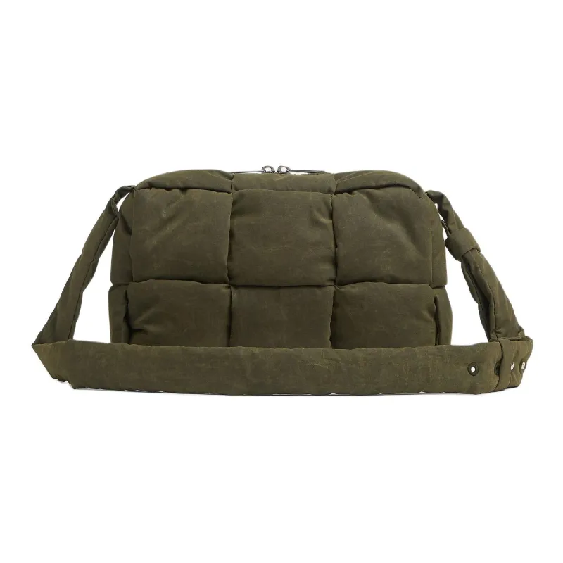Bottega Veneta Cotton And Polyamide Blend Camera Bags Shoulder Bags Medium Size Unisex Olive-2