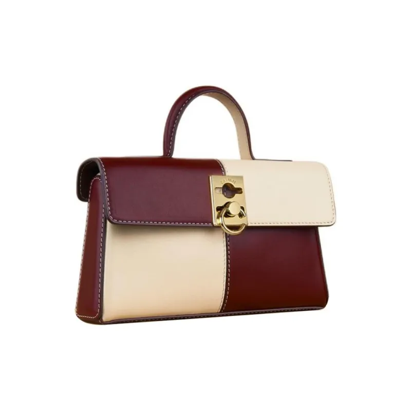 CAFUNE Cow Leather Shoulder Bag Crossbody Bag Women's Ecru & Burgundy-0
