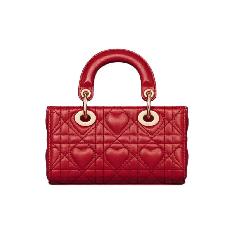 DIOR Lady D-JOY Lambskin Shoulder Bag Crossbody Bag Handbag Extra Mini Women's Red-4