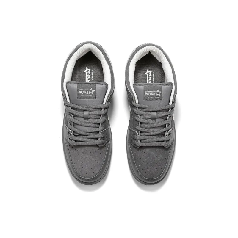 RIPSTAR Anti Slip Wear Resistant Low Top Skateboard Shoes Unisex Silver Gray-4