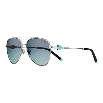 TIFFANY & CO. Metal Enamel Aviator Sunglasses Unisex Silver