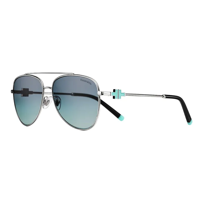 TIFFANY & CO. Metal Enamel Aviator Sunglasses Unisex Silver-0