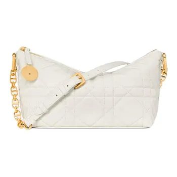DIOR Lambskin One Shoulder Handbag Women's White