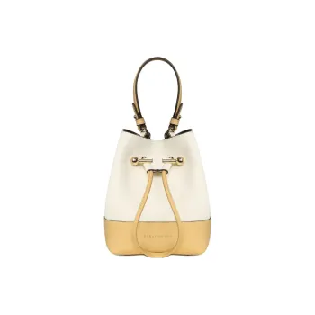 Strathberry Grained Calfskin Bucket Bags One Shoulder Handbag Crossbody Bag Women's Yellow With Vanilla Accents