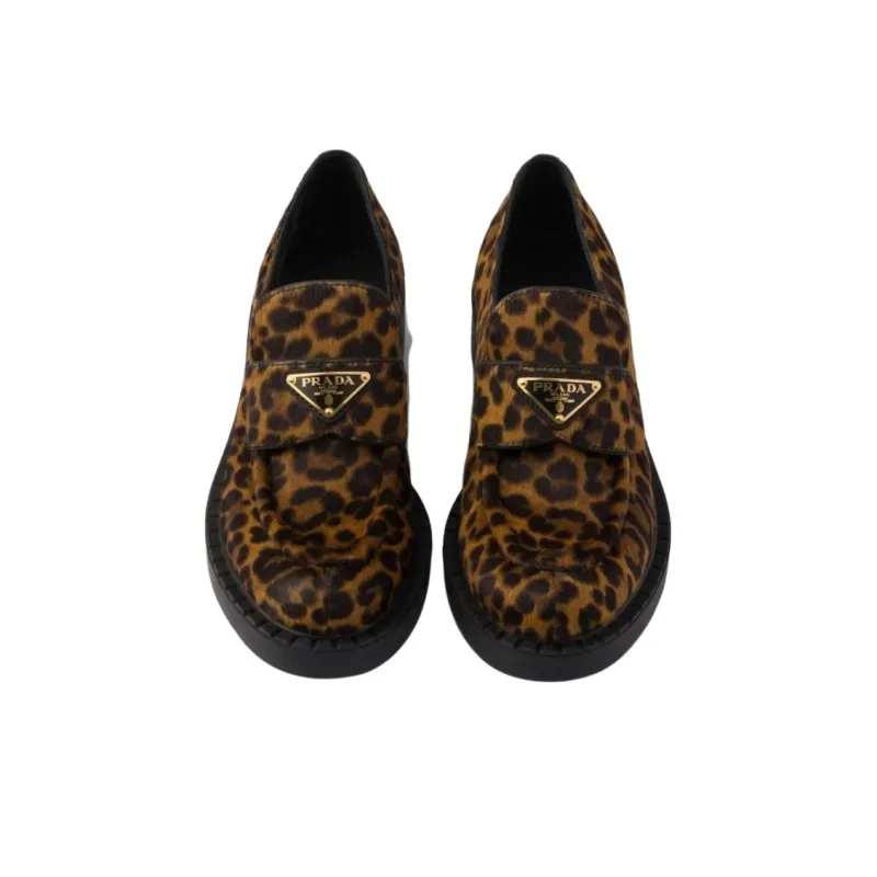 PRADA Honey Loafers 5cm Women's Brown-4