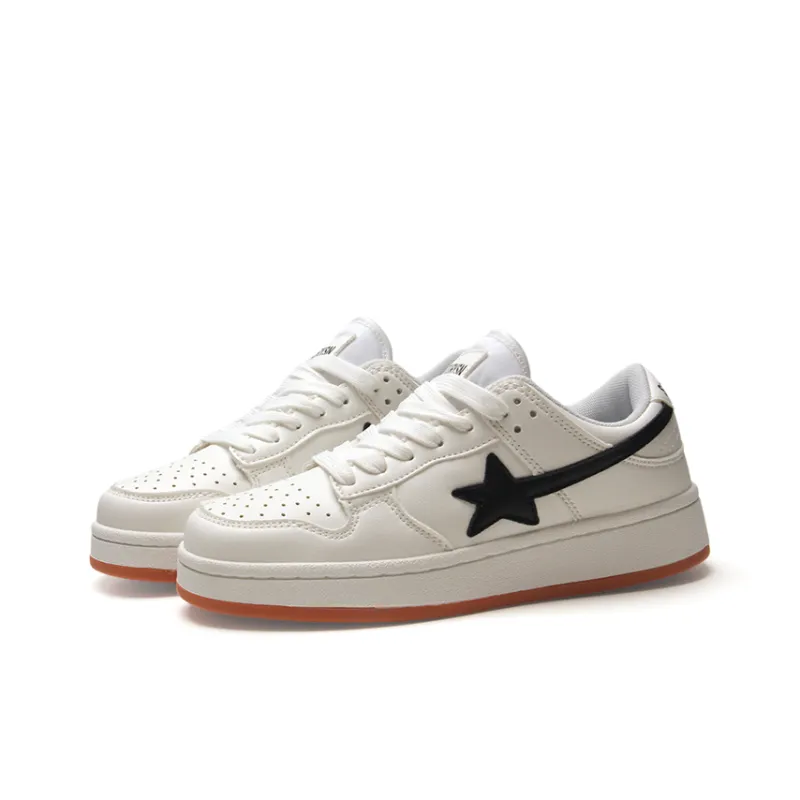 STUR YSN Wear resistant And Lightweight Low Top Skateboard Shoes Unisex White Black-3