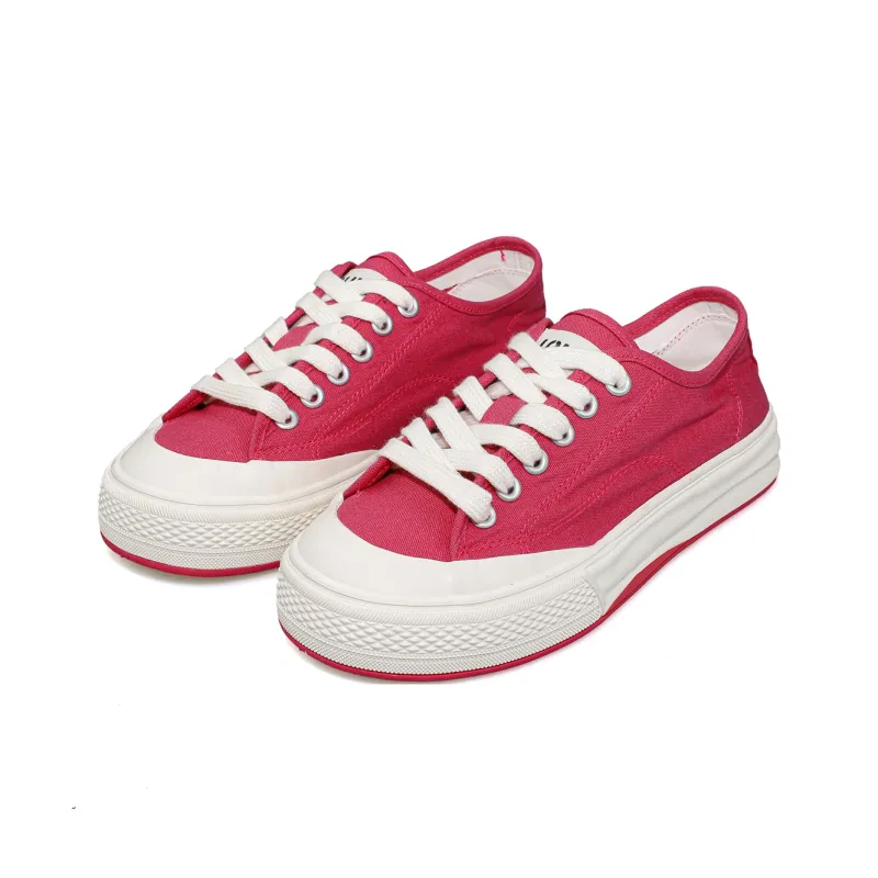 B10CROWN Anti Slip Wear Resistant Breathable Lightweight Low Top Canvas Shoes Women's Rose Red-4