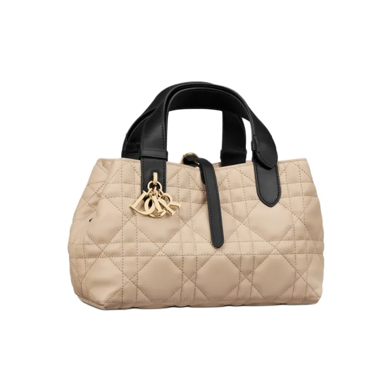 DIOR Calfskin Handbag Trumpets Women's Beige-3