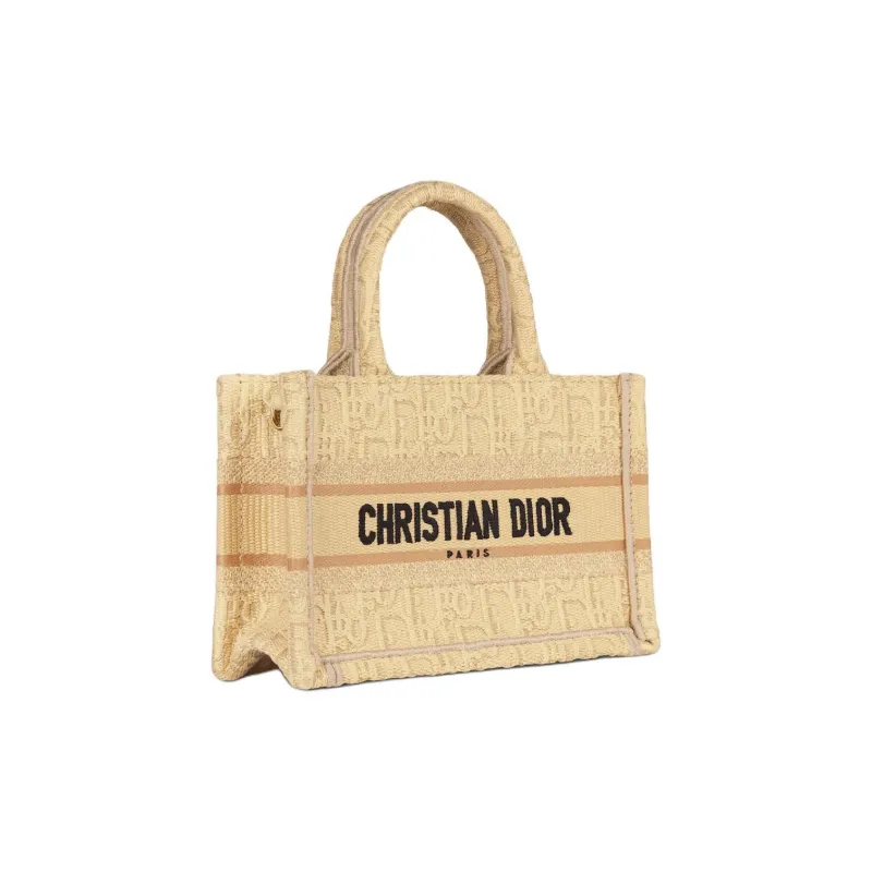 DIOR Raffia Fiber Tote Bag, Shopping Bag, Shoulder Bag, Crossbody Bag, Handbag Mini Women's Beige-2