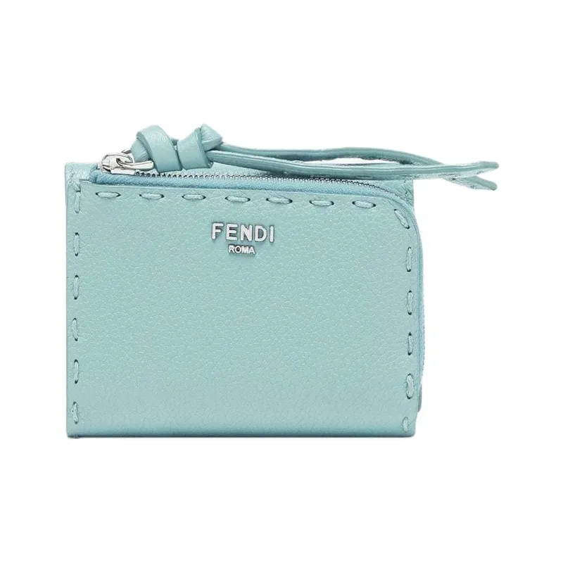 FENDI Peekaboo Calfskin Wallet Women's Light Blue-0