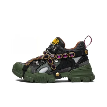 GUCCI Flashtrek Sega Green Removable Crystal Women's