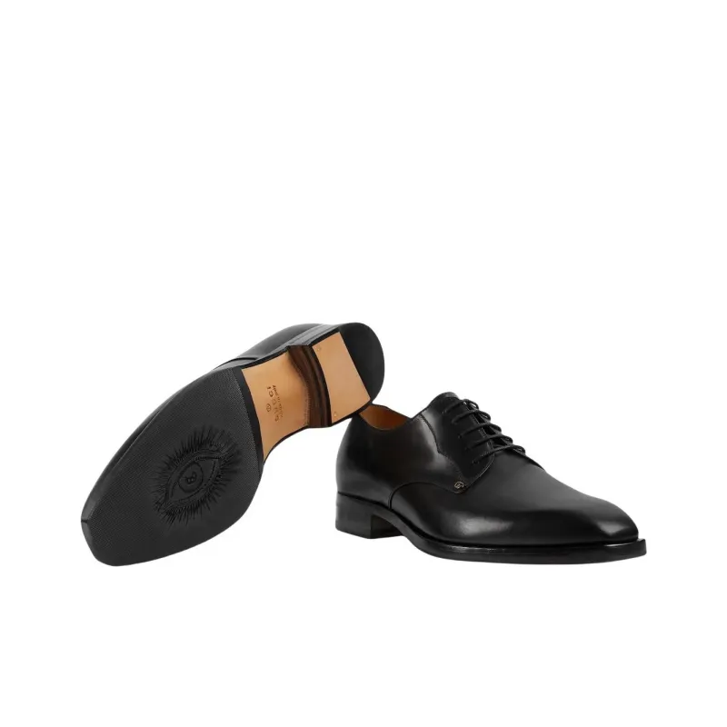 GUCCI Double G Leather Derby Shoes-4
