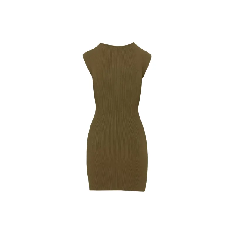 ARITZIA Wilfred Free Cut-Out Knit Mini Dress Short-Sleeved Dresses Women's Rustic Brown/Simple Brown-1