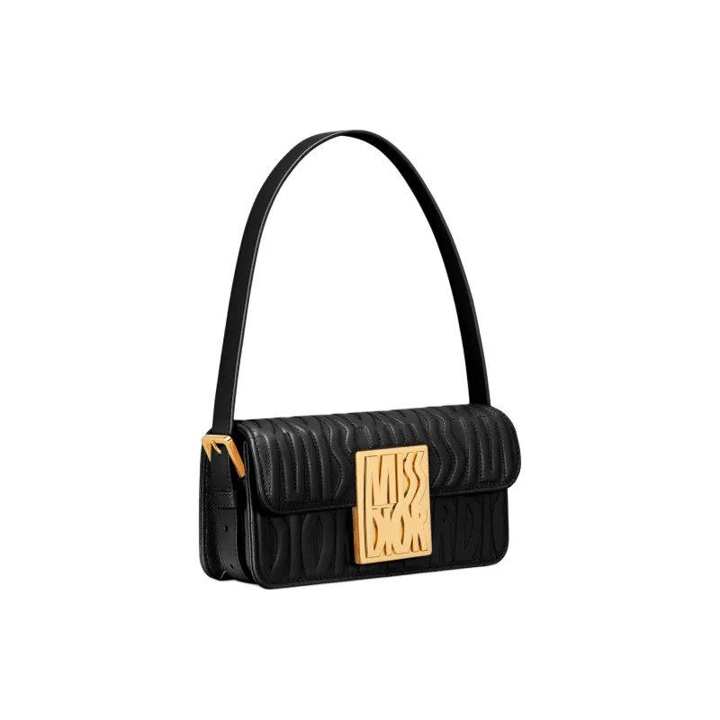 DIOR Miss DIOR Cowhide Leather Handbag Women's Black-2