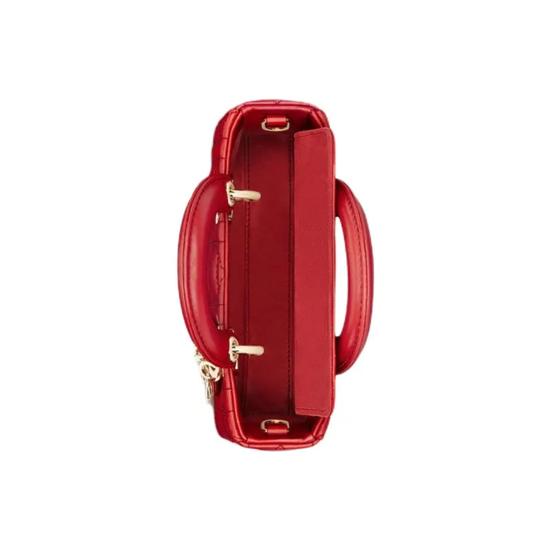DIOR Lady D-JOY Lambskin Shoulder Bag Crossbody Bag Handbag Extra Mini Women's Red-5