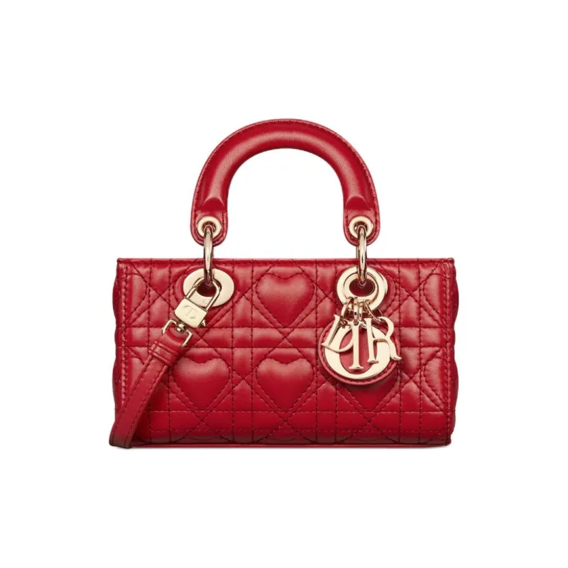DIOR Lady D-JOY Lambskin Shoulder Bag Crossbody Bag Handbag Extra Mini Women's Red-0