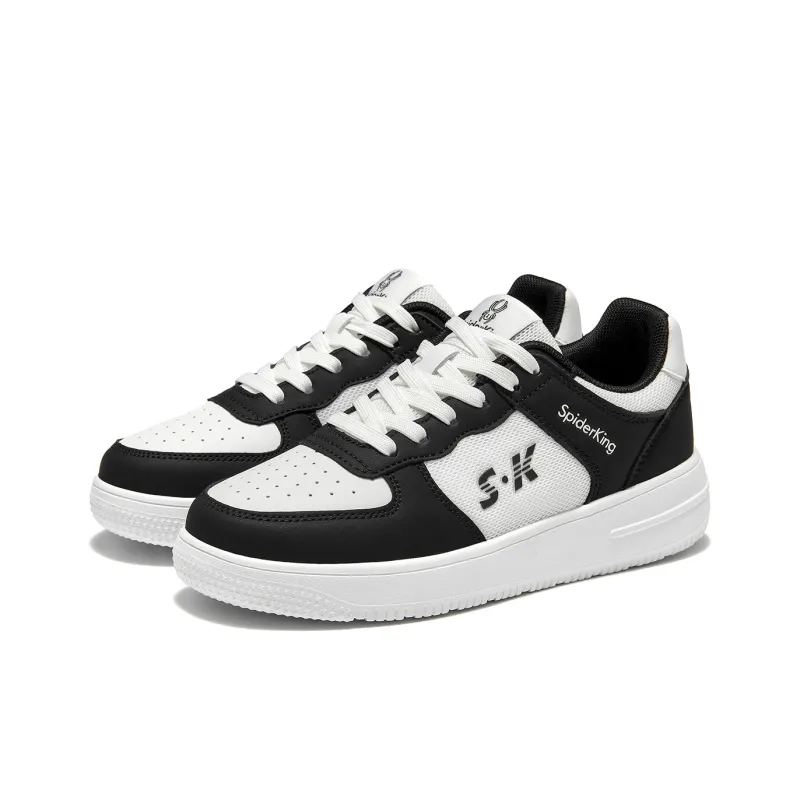 Spider King Low Top Skateboard Shoes Women's Black White-2