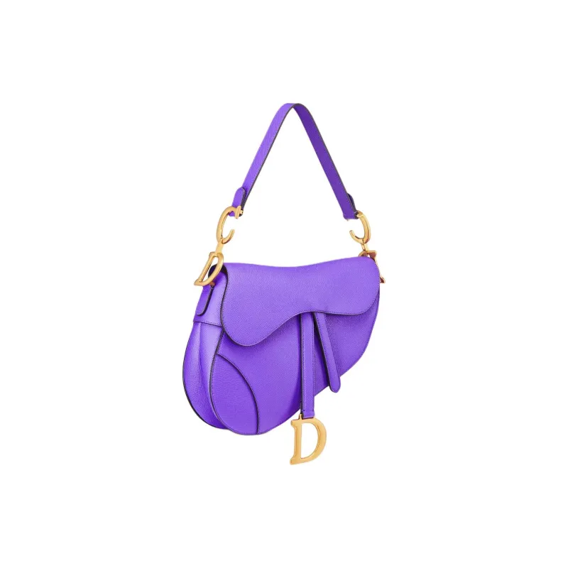 DIOR Saddle Grain Calfskin Saddle Bag, Shoulder Bag, Crossbody Bag, Handbag Women's Purple-2