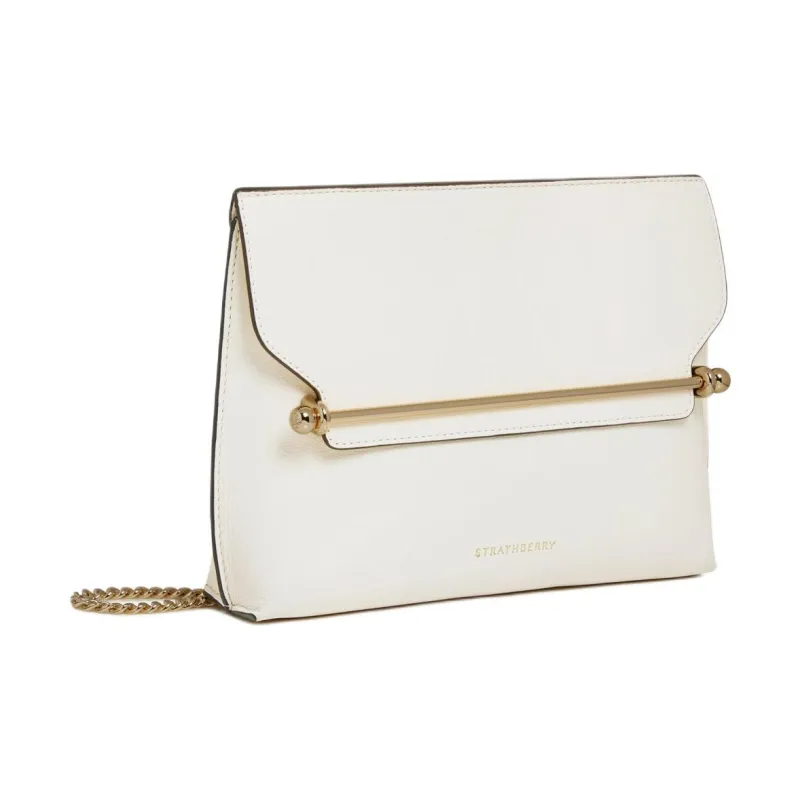 Strathberry Smooth Calf Leather Shoulder Bag Crossbody Bag Large Size Women's Vanilla White-1