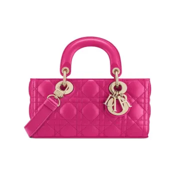 DIOR Lady D-JOY Lambskin Shoulder Bag Crossbody Bag Handbag Small Size Women's Fuchsia