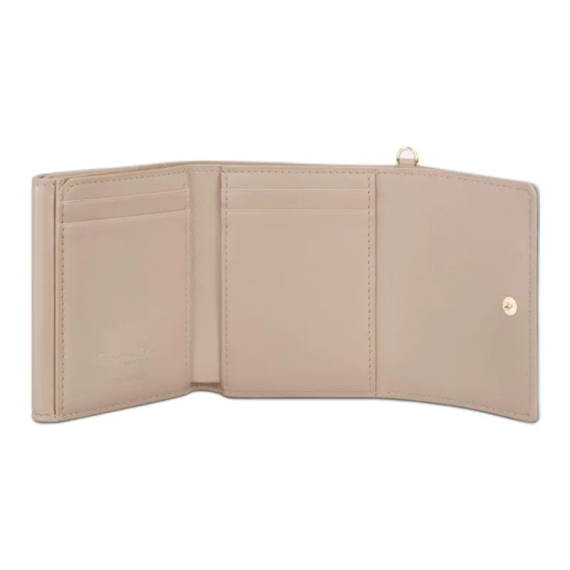 DIOR Lambskin Wallet Women's Light Blue-4