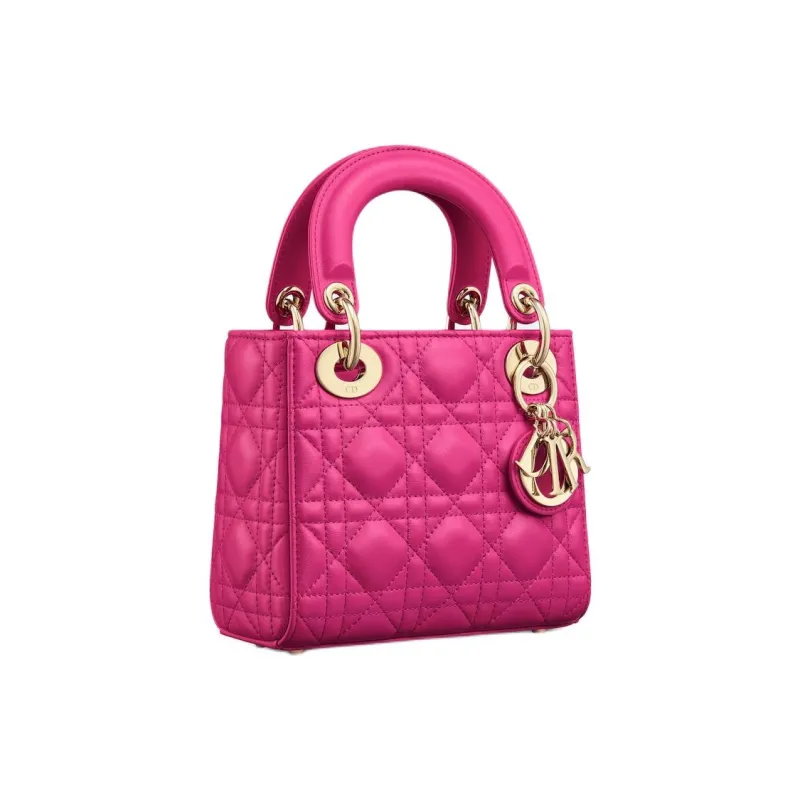 DIOR Lady Dior Lambskin Dior Bag Shoulder Bag Crossbody Bag Handbag Mini Women's Dark Purple Red-2
