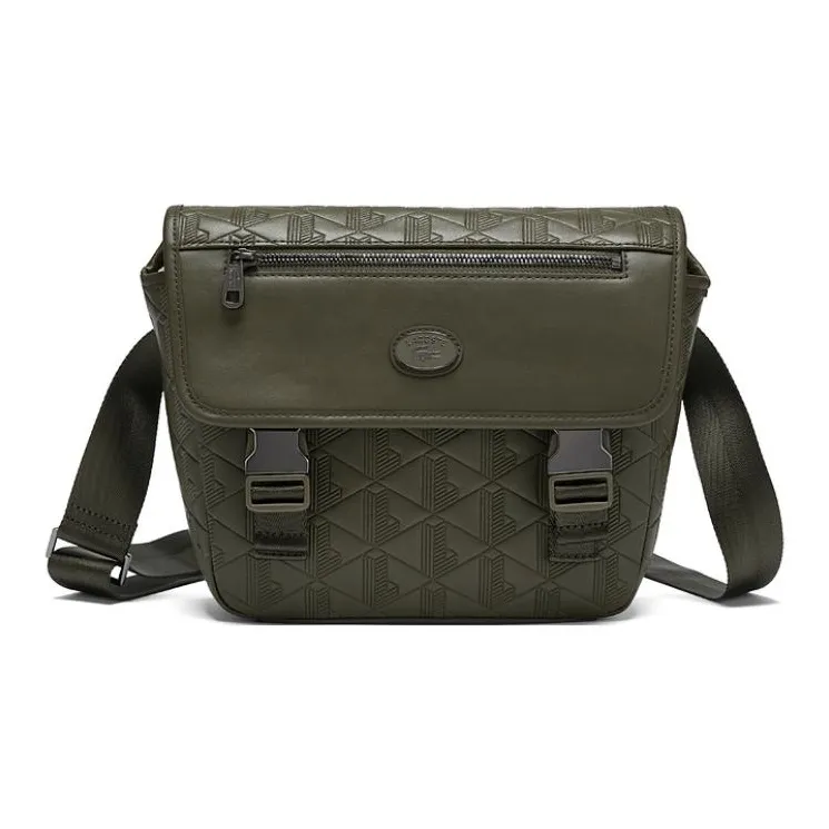 LACOSTE Cow Split Leather Shoulder Bag Crossbody Bag Men's Earth Yellow Green-0