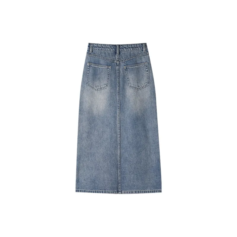 HIPPIEMISS Denim Long Skirts Women's Blue-1