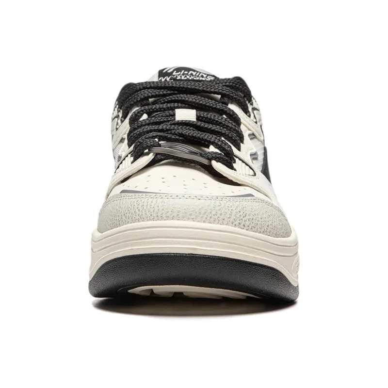 LiNing Future Flow Cushioning Support Wear Resistant Slip Resistant Low Top Skateboard Shoes Women's White Black-4