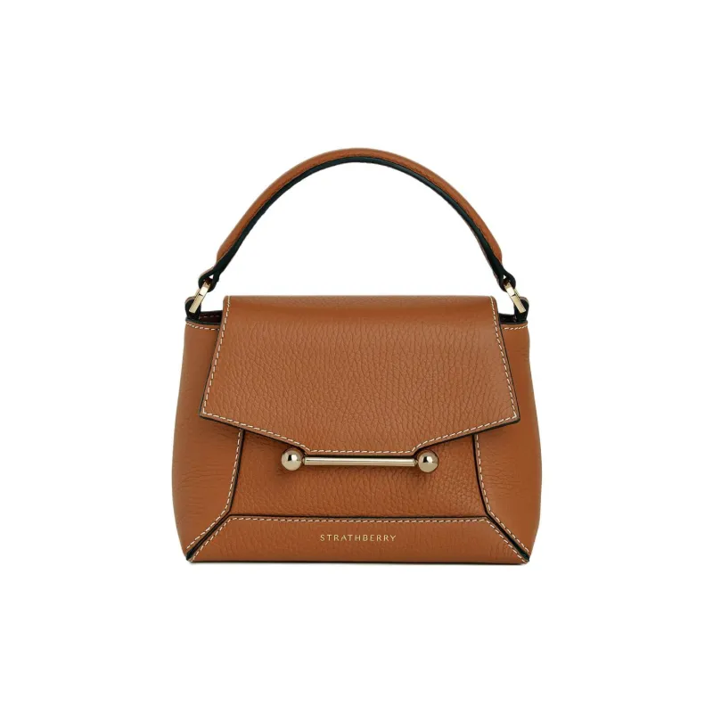 Strathberry Grained Calfskin Shoulder Bag Crossbody Bag Handbag Nano Women's Tan-0