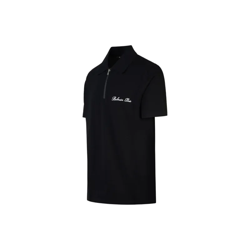 BALMAIN Logo Embroidered Short Sleeved Polo Shirt-2