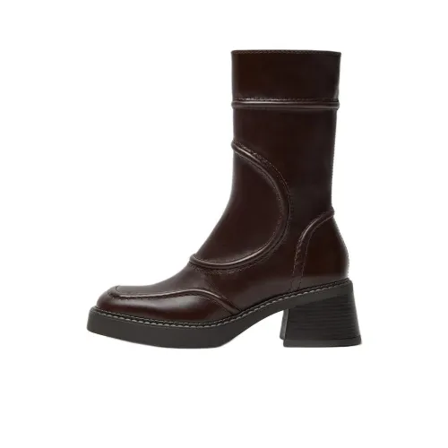 MIISTA Ankle Boots Women's Red Brown