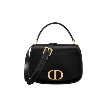 DIOR 30 Montaigne Cow Leather Shoulder Bag Crossbody Bag Handbag Medium Size Women's Black