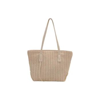 Barang Bear Straw Woven Shoulder Bag Regular Unisex Beige/Khaki