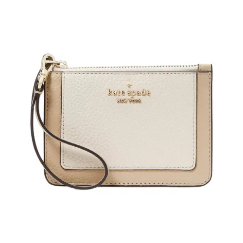 Kate Spade Litchi Grain Leather Card Holder Small Size Women's Light Sand With Multicolor