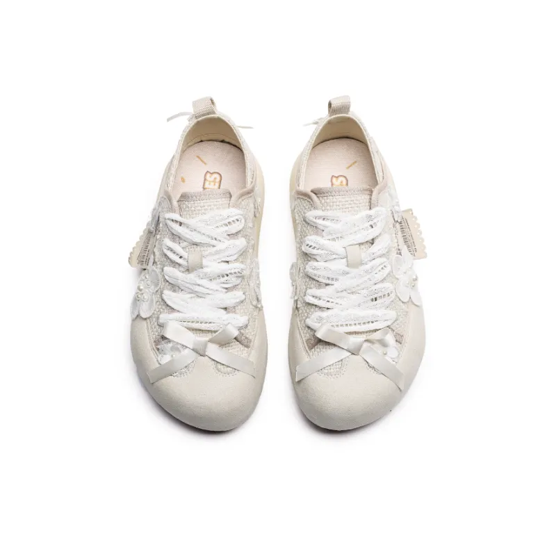 Angelmi Breathable Low Top Casual Shoes Women's Milk White-2
