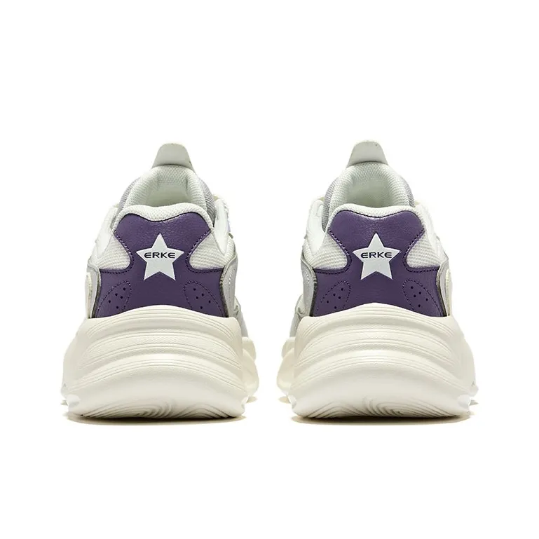 Erke Realm 2 Durable Breathable Low-Top Casual Shoes Women's Microcrystal White Smoky Purple Gray-4