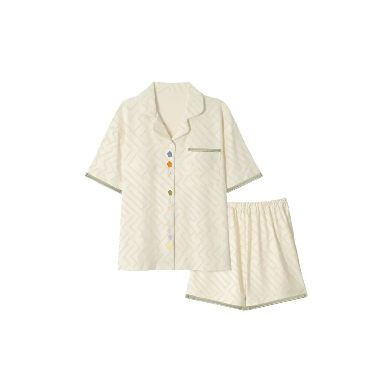 MIIOW Pajama Set Women's Floral Stripes-0